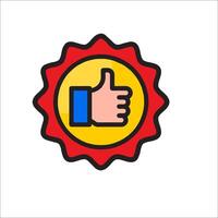 A thumbs up icon with a red star and a thumb up vector