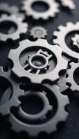 Gearthemed illustration featuring an icon with spinning gears as its backdrop and a gear symbol as the subject photo