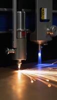 Intricate designs are created through precision lasercutting machines focusing intense beams on metal sheets using advanced manufacturing technology photo