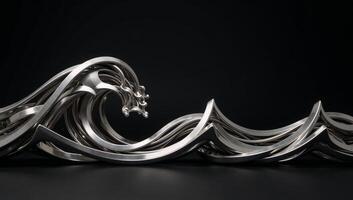 A metal wavethemed 3D illustration with an abstract background photo