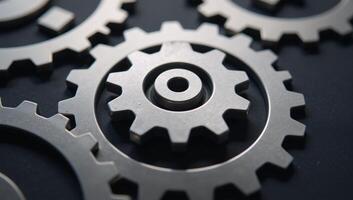 Gearthemed illustration featuring an icon with spinning gears as its backdrop and a gear symbol as the subject photo