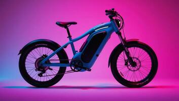 Neoncolored photorealistic rendering of an aesthetic bicycle design photo