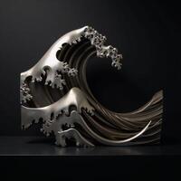 A metal wavethemed 3D illustration with an abstract background photo