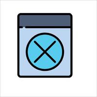 A blue icon of a washing machine with a cross on it vector