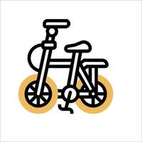 A bicycle icon with a yellow wheel vector