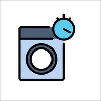 A washing machine icon with a clock on it vector