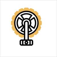 A bicycle wheel with a yellow and black design vector