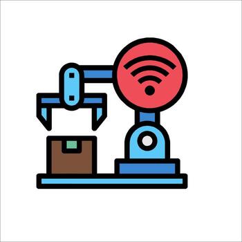 A robot with a wifi signal on it vector