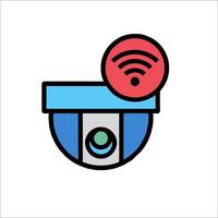 A wifi icon with a camera and a red button vector
