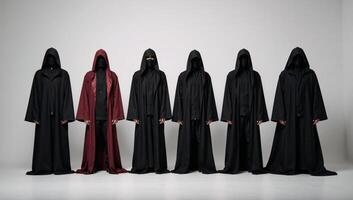 A hooded robed group stands in formation photo