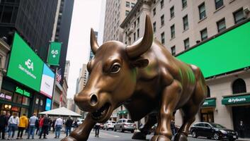 Bull market characterized by a large increase in stocks photo
