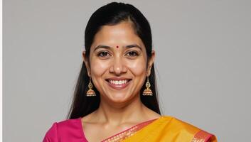 Image of an Indian businesswoman radiating happiness photo