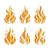 Set of Fire Flame Artwork Collection vector