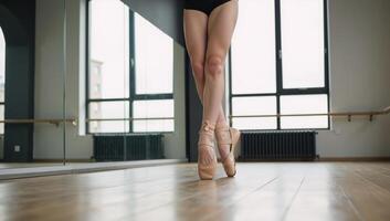 A balletpracticing teenager in a dance studio photo
