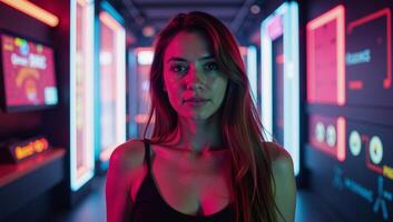 Retrofuturistic synthwave backdrop with a grid pattern photo