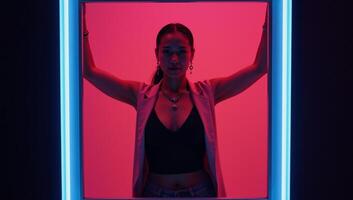 Electric Neon Square Border for Dynamic Music Magazine Cover photo