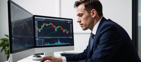 An equities trader demonstrates professional composure amidst financial turmoil photo