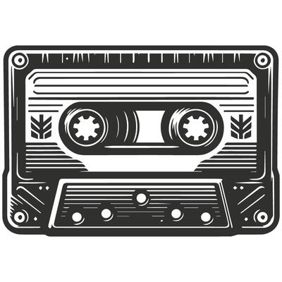 Minimalist Cassette Tape Drawing