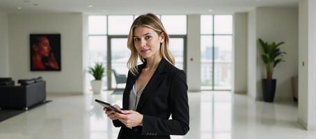 Illustration depicting a young businesswoman in a corporate setting Ive made an effort to condense your original request into a more succinct form while preserving its essence photo