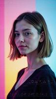 A vibrant abstract holographic 4K backdrop features a blend of pastel colors data mosh glitches and nostalgic colorful noise photo