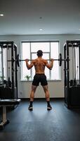 A digitally rendered image featuring an exercisefocused environment fitness equipment weights with sleek design and modern aesthetics photo