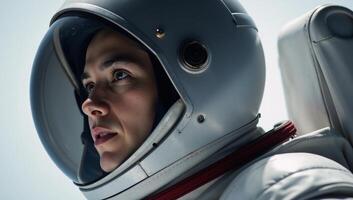 Astronaut sideprofile with helmet on photo