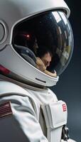 Astronaut sideprofile with helmet on photo