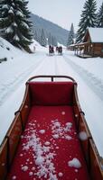 Wintery sleigh ride scene with snowcovered landscape photo