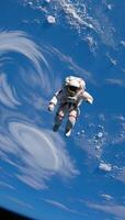 Astronaut floating in Earths orbit Space exploration Scifi photo