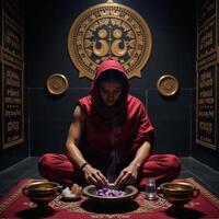 A portrait depicting traditional black magic rituals as per Indian folk practices Kala Jadu photo