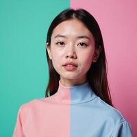Pastel multicolor gradient backdrop with simple forms and modern color blends creating a tender atmosphere photo