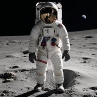 Spacesuited astronaut with helmeted head Futuristic photo