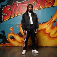 Stylish Black man posed before vibrant backdrop in Hip Hop style illustration photo