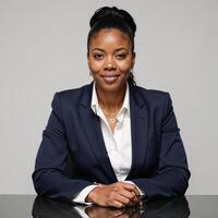 A captivating headshot showcases a successful and empowering Black female entrepreneur thriving in her dynamic roles within business marketing finance and technology photo