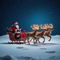 Scene of Santa Claus on his sleigh amidst a twinkling starlit night sky photo
