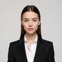 A 3D illustrated image featuring Young Businesswoman Emma with a mail icon against a plain white backdrop created using artificial intelligence technology photo