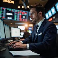 An Equity Trader demonstrates professionalism while navigating financial chaos photo