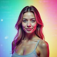 A vibrant nostalgic 4K abstract holographic backdrop with datamoshing glitches and colorful digital grains photo