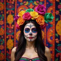 Day of the Deadinspired Mexican holiday patterns with selectively focused backgrounds and ample copy space for text or additional elements photo