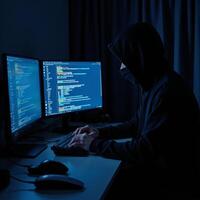 Anonymous Hacker conducts Bitcoin transaction on Dark Web Marketplace Digital Currency Cybercrime photo