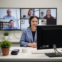 Virtual career fair showcasing remote job opportunities facilitated by an HR manager photo