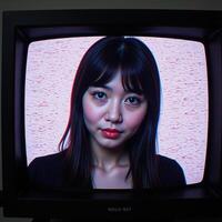 Digital art depicts futuristic distorted TV screen effect with postapocalyptic cyberpunk aesthetic and a white noiseno signal backdrop photo