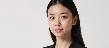 A 3D illustrated image featuring Young Businesswoman Emma with a mail icon against a plain white backdrop created using artificial intelligence technology photo