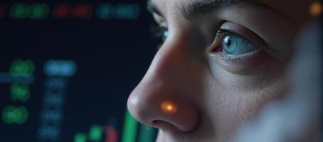 Eye showcasing a dynamic stock market chart symbolizing financial tech and trading photo