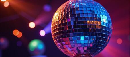 Glowing disco ball surrounded by vibrant disco lights Dance Party photo