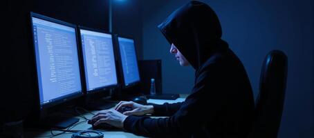 Anonymous Hacker conducts Bitcoin transaction on Dark Web Marketplace Digital Currency Cybercrime photo