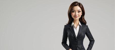A businesswoman illustrated in a stylized 3D cartoon format photo