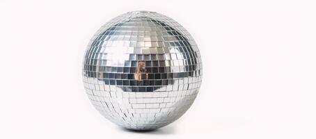 Isolated watercolor image silver disco ball on white background photo