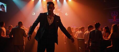 A man dancing at a nightclub photo