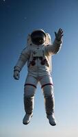 Astronaut extends hand to viewer amidst clearsky backdrop Connection Exploration photo